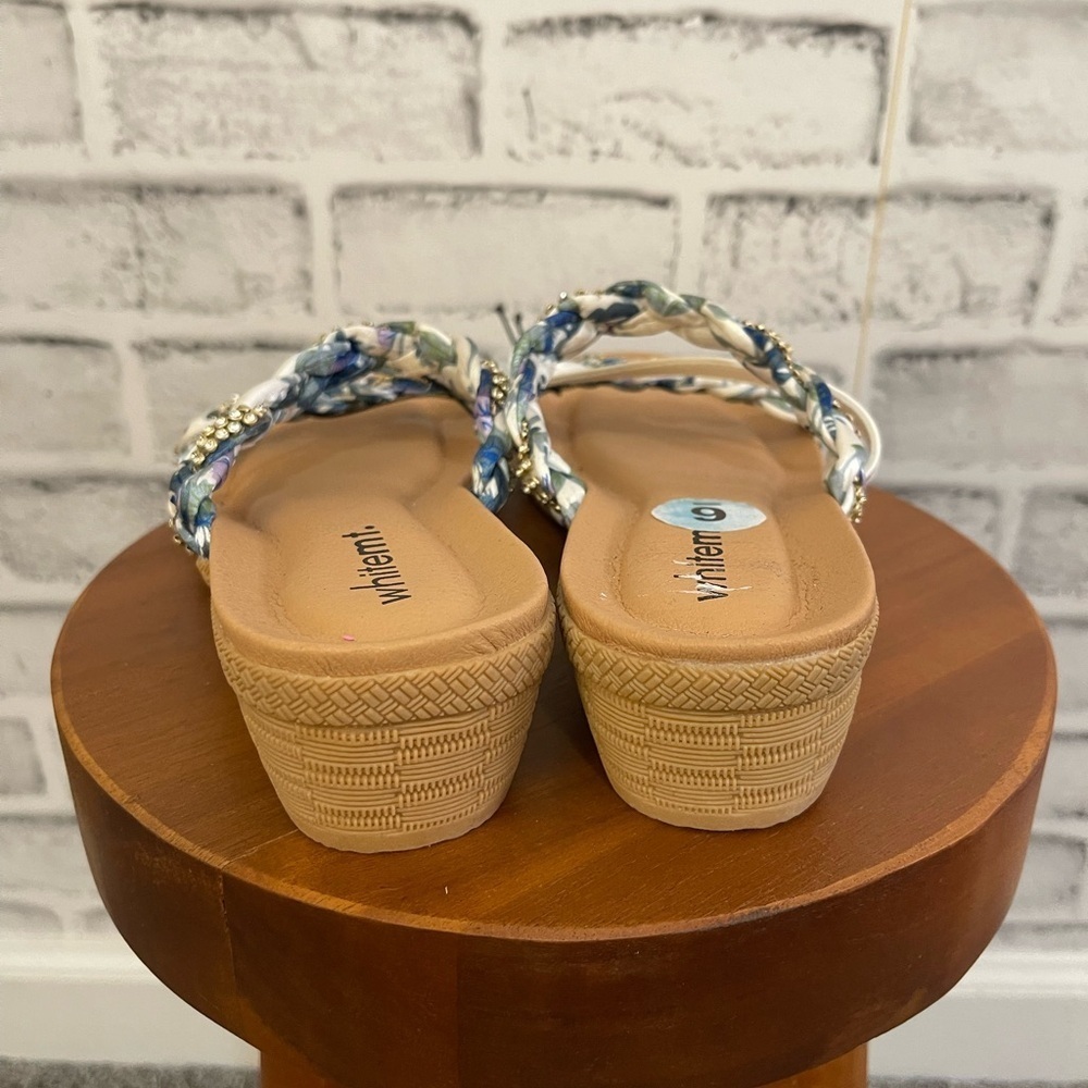 NWOT Women’s Whitemt floral braid twist sandals with jewels Size 6 - Picture 3 of 5